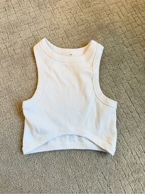 Amazon White Ribbed Crop Tank Top